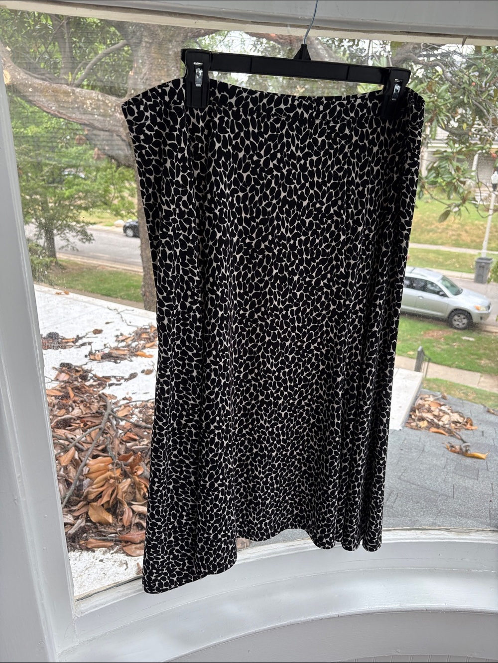 Charter Club Black and White Printed Midi Skirt